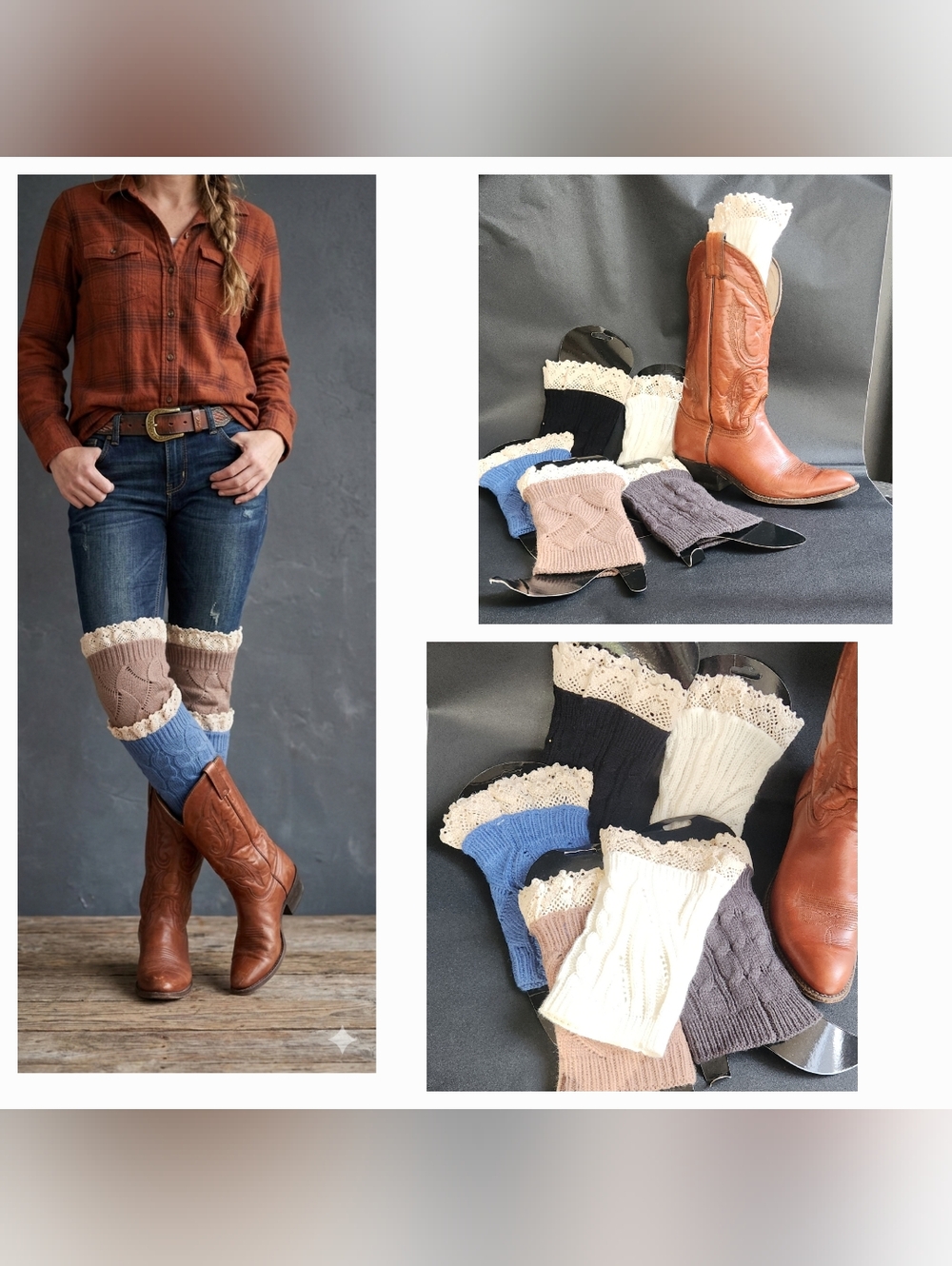 Boot Cuffs Ruffle Lace Trim New!  Colors Socks Topper Leg Warmer